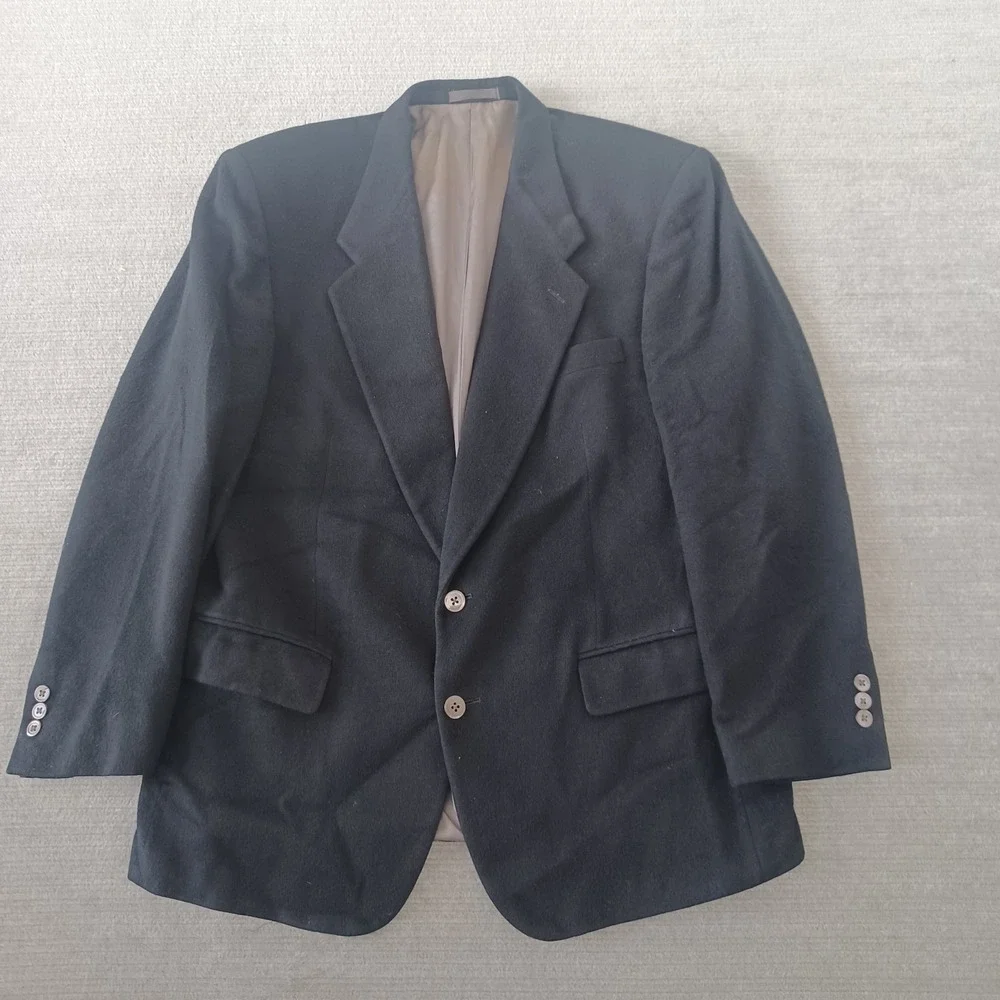 Alan Lebow Cashmere Sport Coat Blazer Mens 44R Black‎ Single Breast Soft